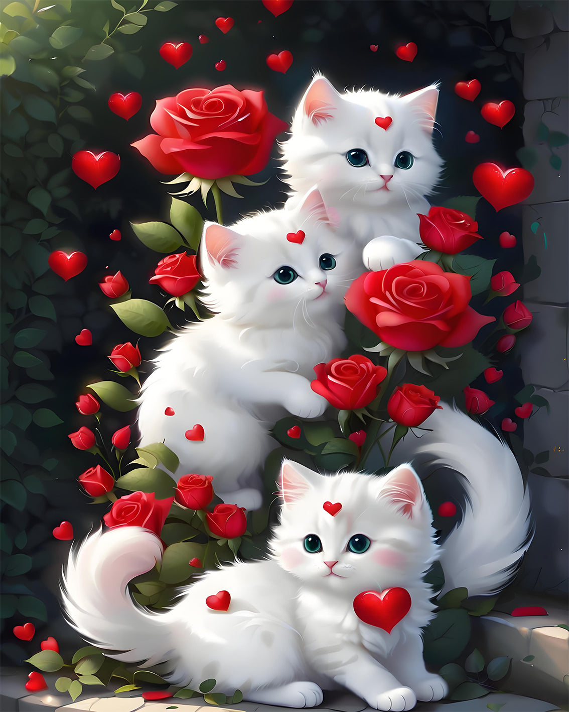 Rose Garden Kittens Paint by Numbers Kit