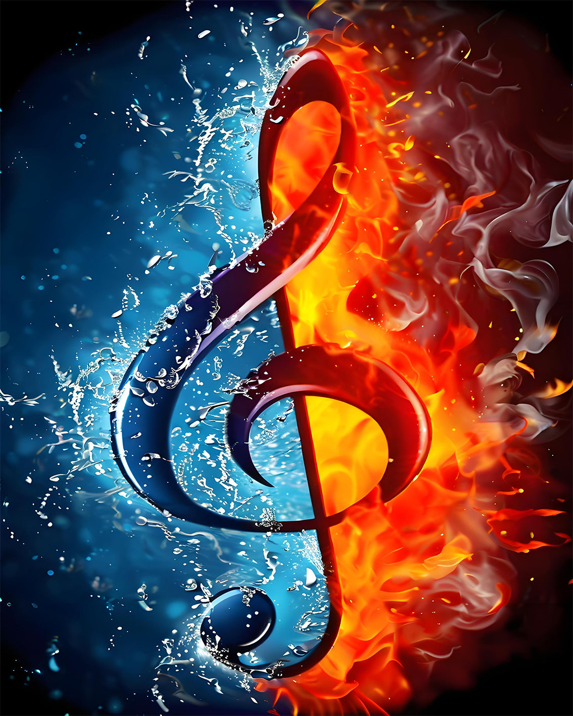 Fire and Ice Treble Clef