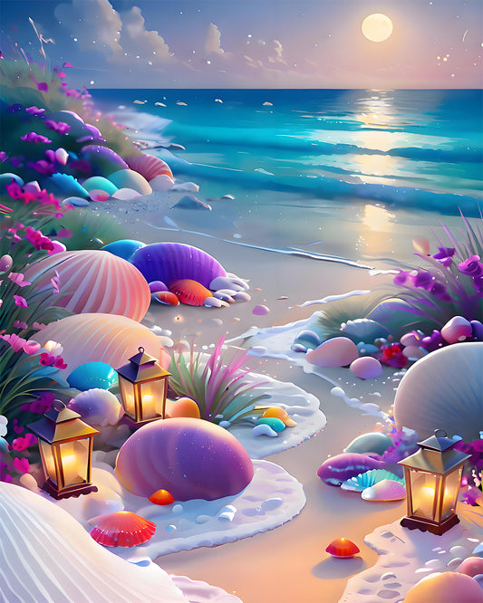 Moonlit Shell Beach Paint by Numbers Kit