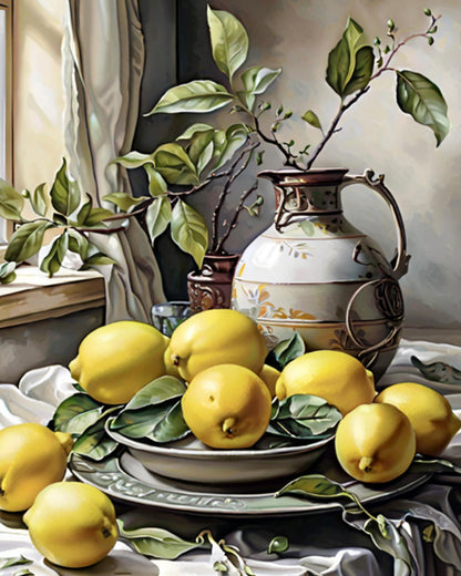 Lemon Still Life by Window - 40x50 cm paint by numbers kit