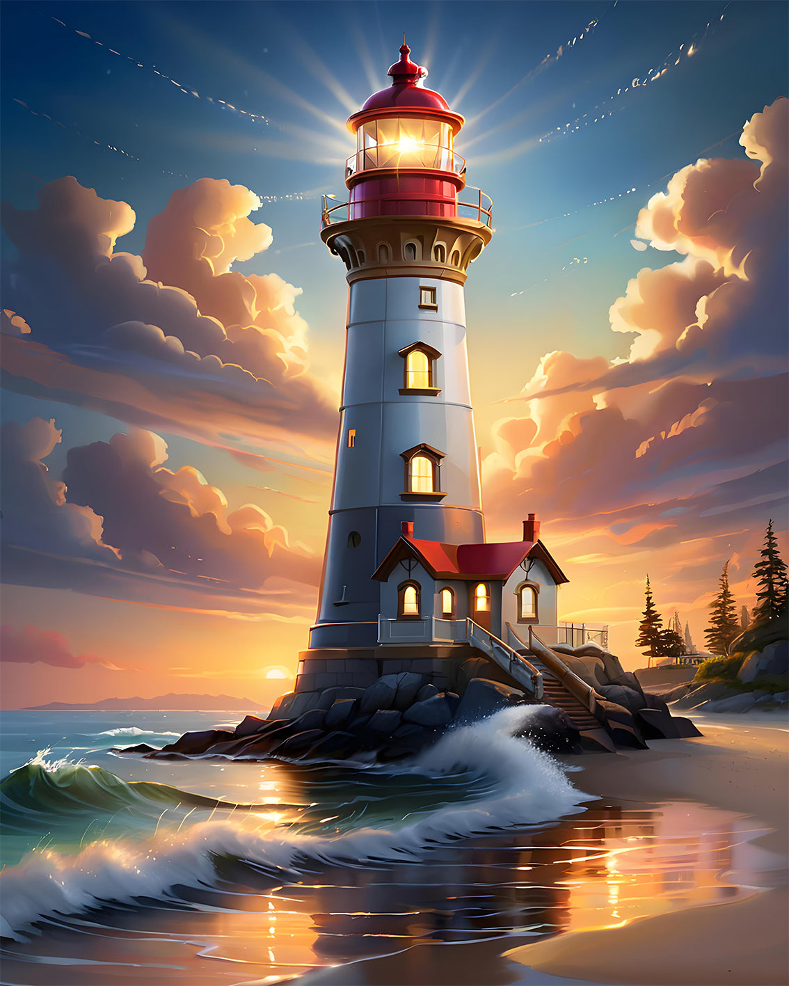 Sunset Lighthouse - 40x50 cm