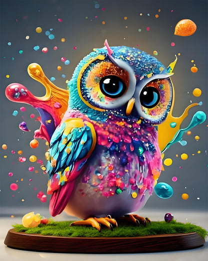 Rainbow Owl Splash Paint by Numbers Kit