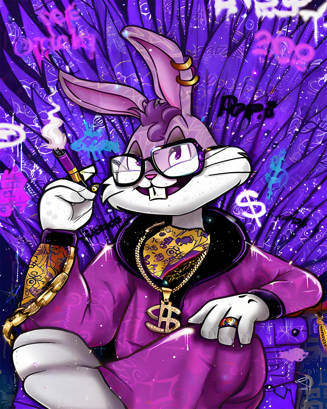 Purple Street Bunny - 40x50 cm paint by numbers kit