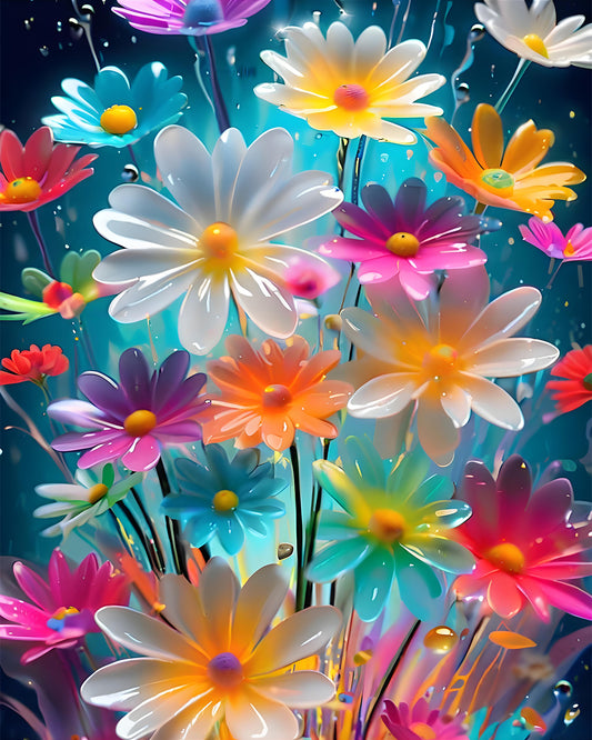 Neon Dream Daisies - 40x50 cm