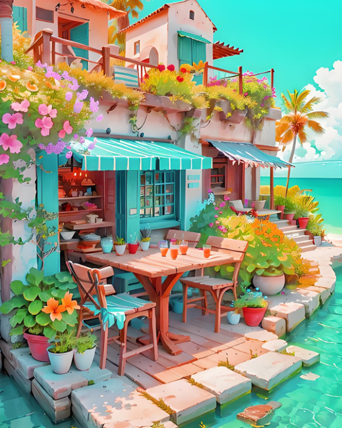 Seaside Cafe Patio - 40x50 cm