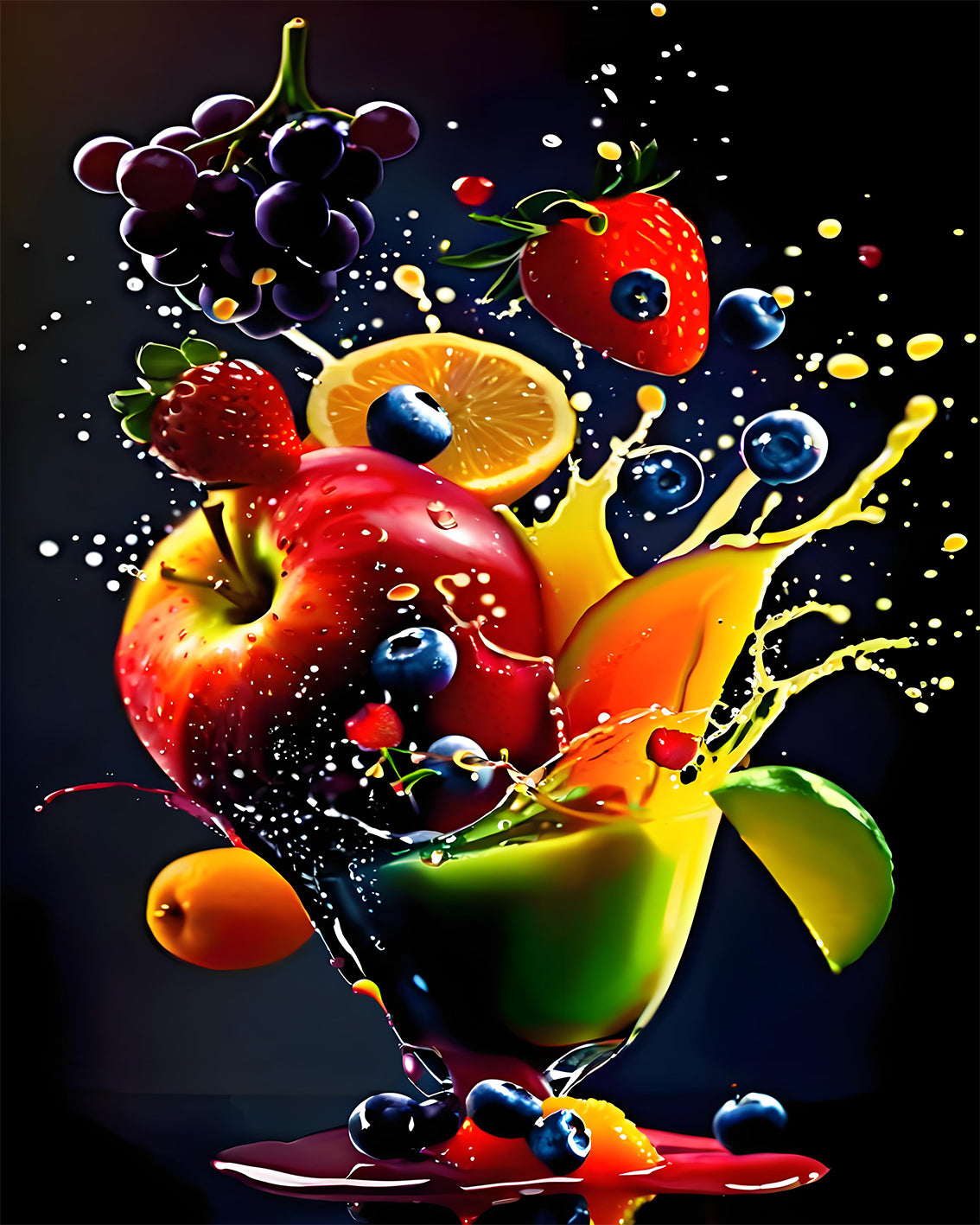 Midnight Fruit Splash - 40x50 cm