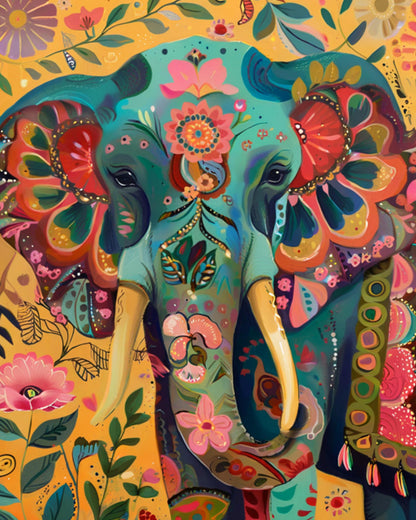 Boho Elephant Paint by Numbers Kit
