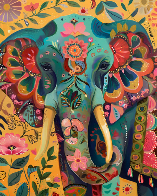 Boho Elephant Paint by Numbers Kit