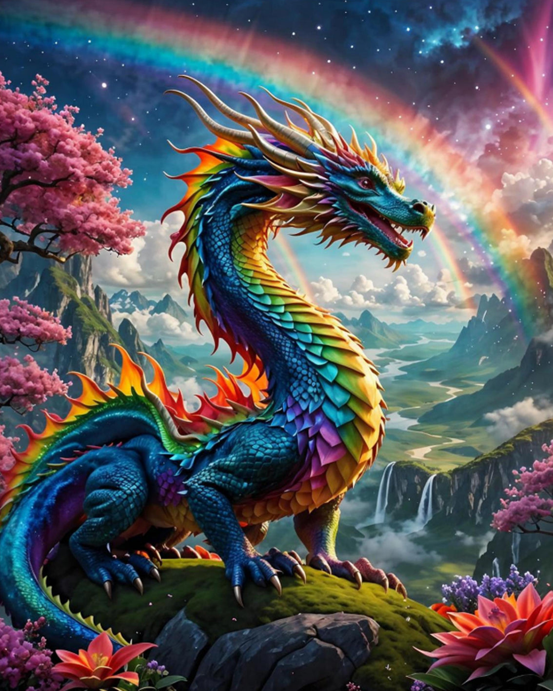 Rainbow Dragon Fantasy - 40x50 cm