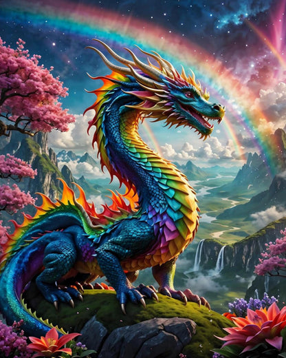 Rainbow Dragon Fantasy - 40x50 cm
