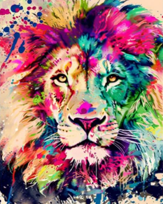 Neon Spectrum Lion - 40x50 cm