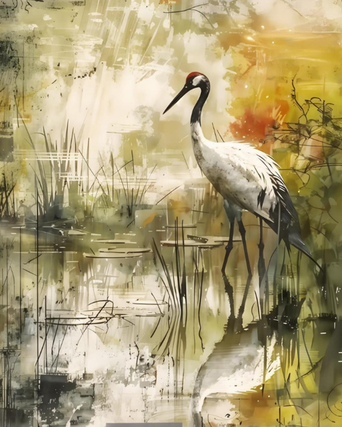 Abstract Crane Reflections - 40x50 cm