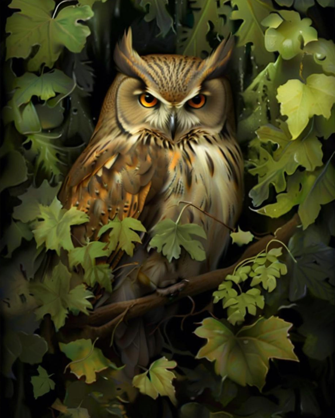 Forest Owl Watcher - 40x50 cm