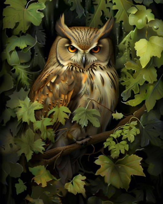 Forest Owl Watcher - 40x50 cm