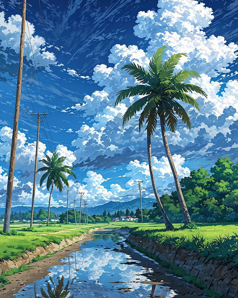 Palm Reflections Canal - 40x50 cm