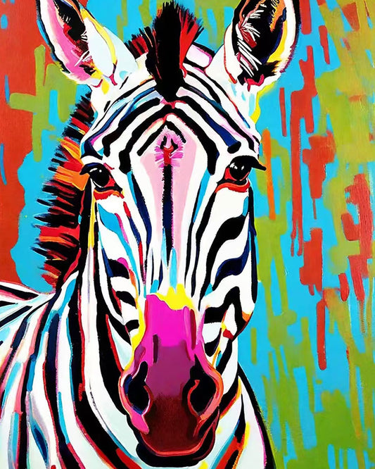 Pop Art Zebra Portrait - 40x50 cm