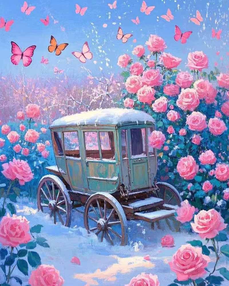 Rose Carriage in Snow - 40x50 cm