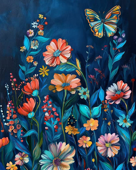 Butterfly Meadow Midnight - 40x50 cm