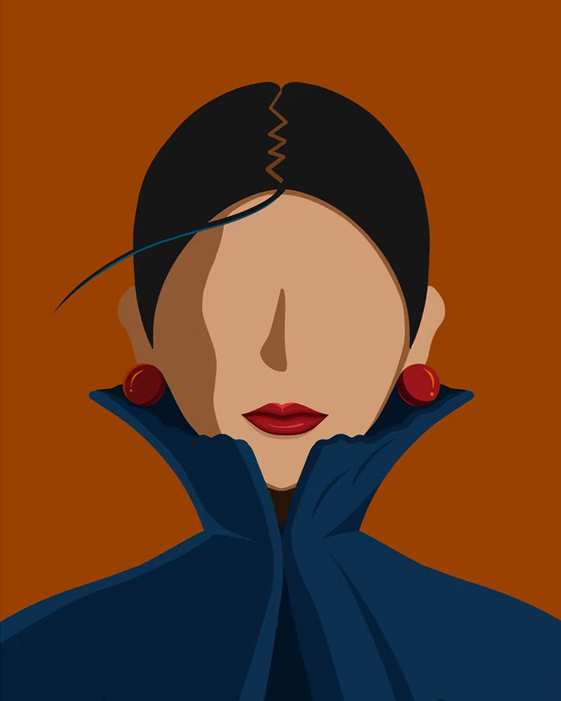 Crimson Earrings Portrait - 40x50 cm