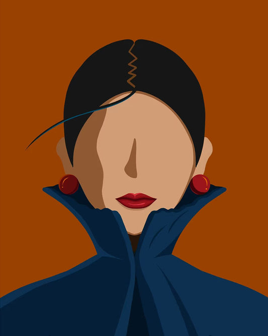 Crimson Earrings Portrait - 40x50 cm