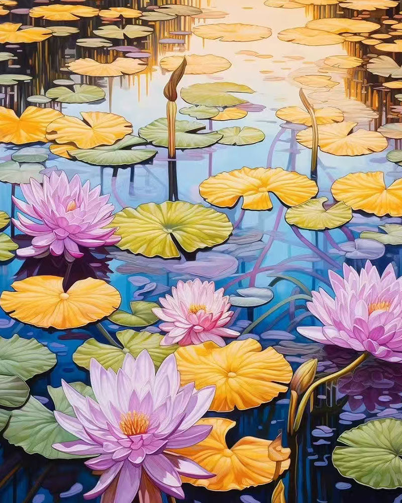 Lotus Pond Reflection - 40x50 cm