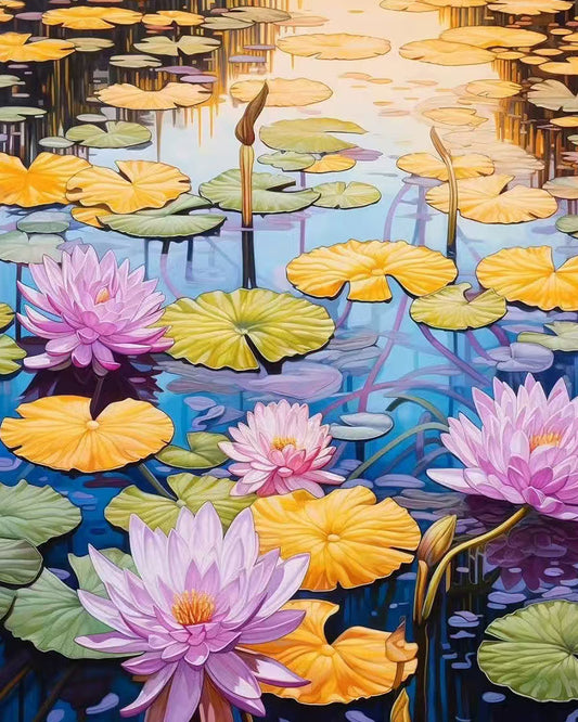 Lotus Pond Reflection - 40x50 cm