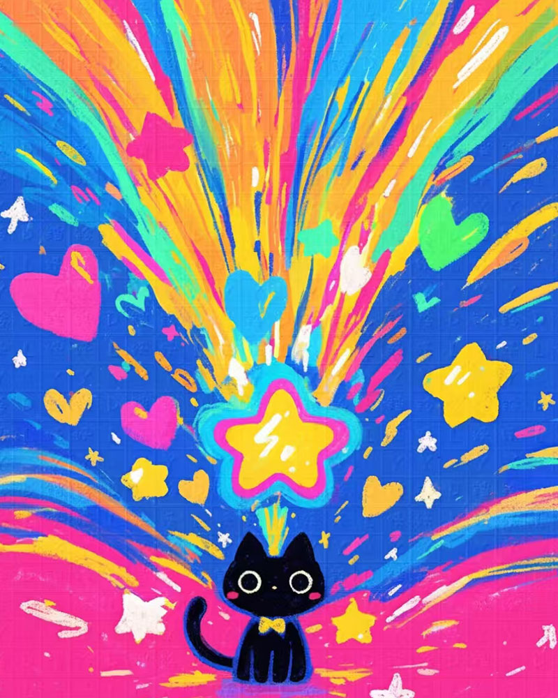 Starburst Black Cat - 40x50 cm