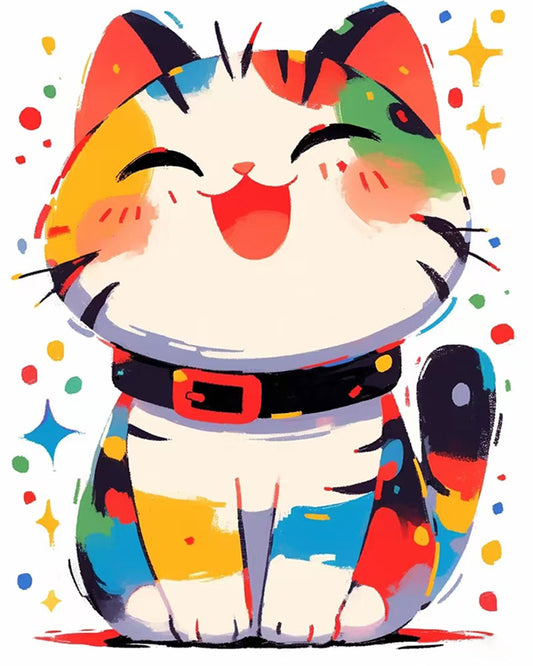 Happy Rainbow Cat - 40x50 cm