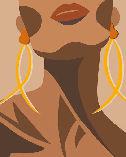Golden Earrings Abstract Portrait - 40x50 cm
