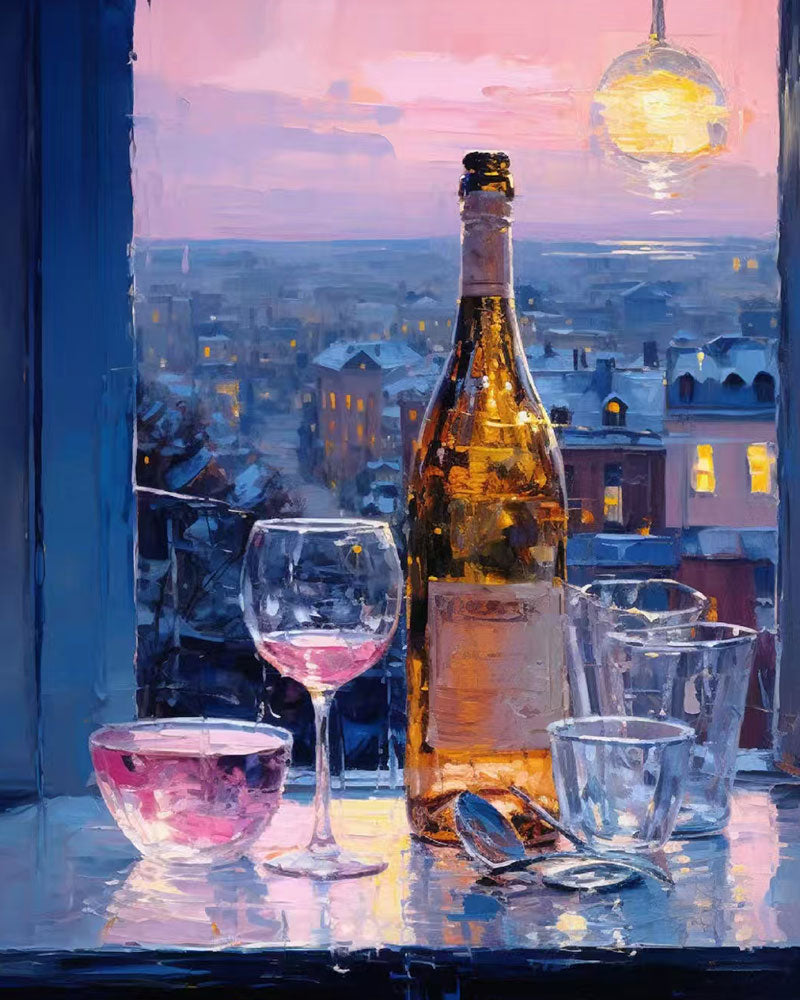 Evening Wine by the Window - 40x50 cm