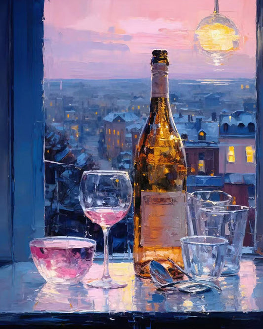 Evening Wine by the Window - 40x50 cm