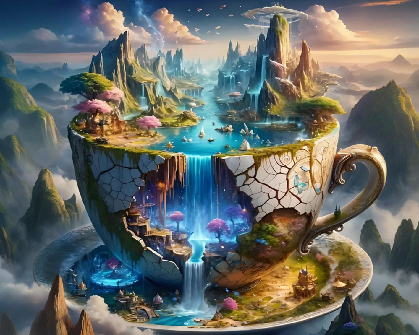 Fantasy Teacup Kingdom - 40x50 cm